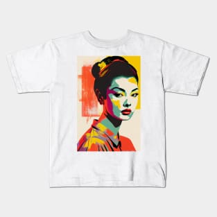 Vintage asian woman in pop-art style Kids T-Shirt